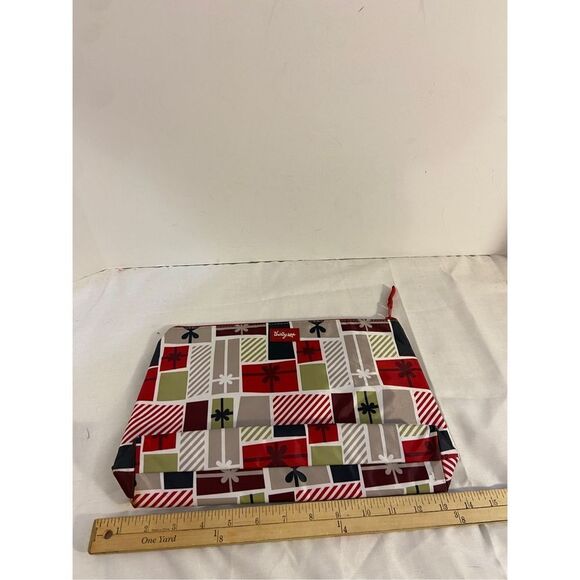 Thirty one zipper insulated pouch checkered Christmas theme 14x9" - Picture 1 of 3